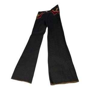 Brittania Vintage 1970’s Flare Jeans Star Accents Dark Blue Denim 34L NWOT
